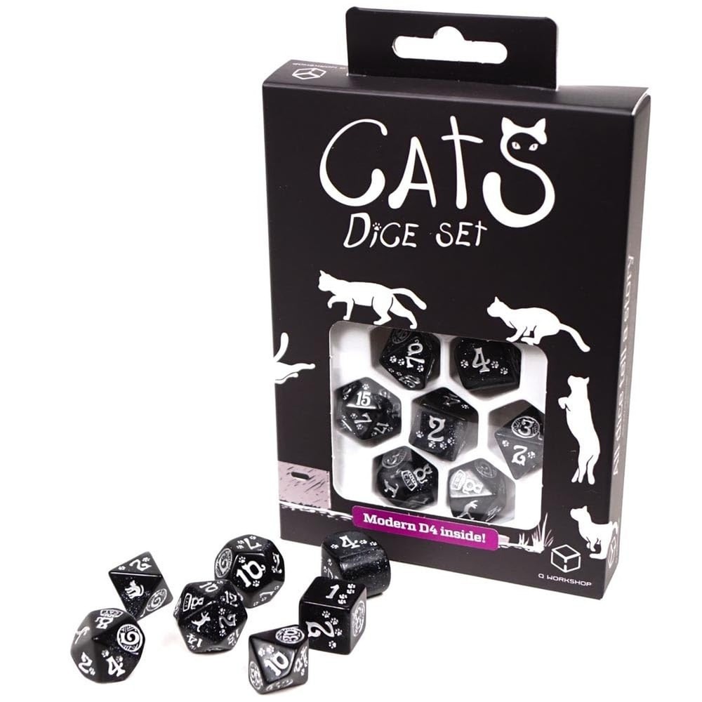 Q Workshop Cats Modern Dice Set Waffle