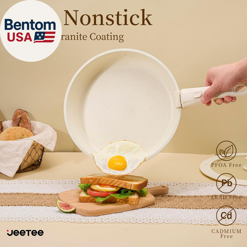 Pots and Pans Set Non Stick 17Pcs, Kitchen Cookware Sets with Detachable Handle,