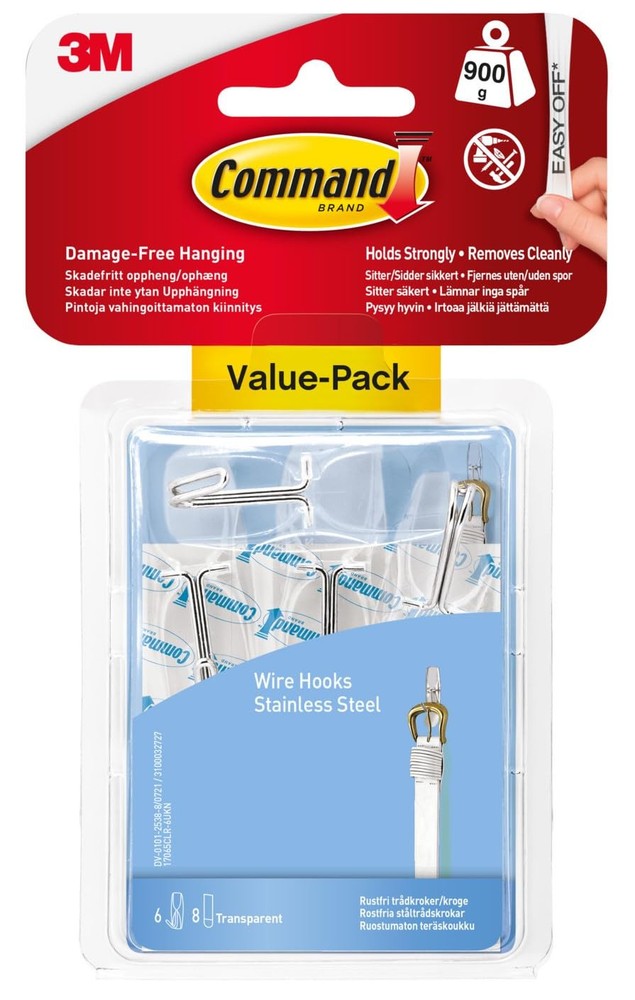 Command Clear Medium Wire Toggle Hooks 6 Pack Damage Free Wall Hangers