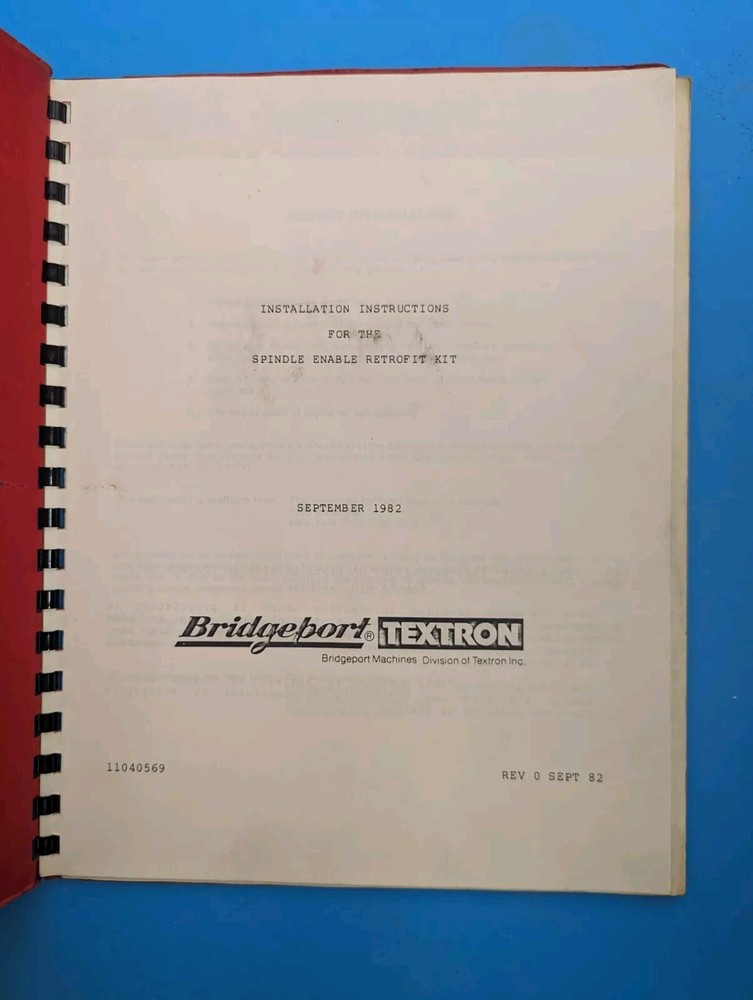 Bridgeport Spindle Enable Retrofit Kit Installation Instructions