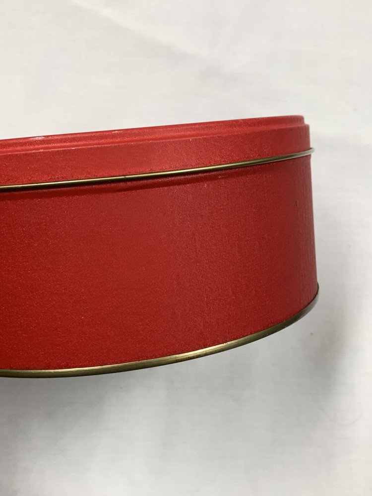 VENTURE Merry Christmas Red Round Tin Box 8”