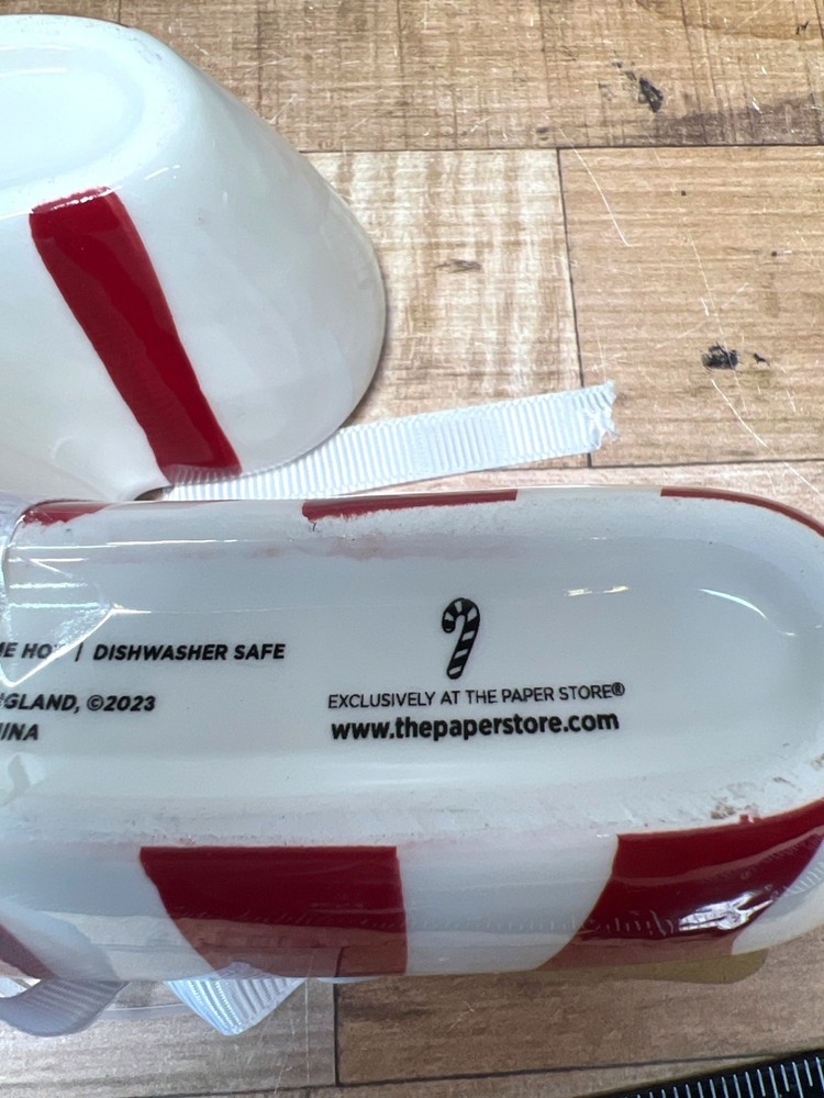 Candy Cane Bowl With Spreader Set By Musee Mates - Red & White