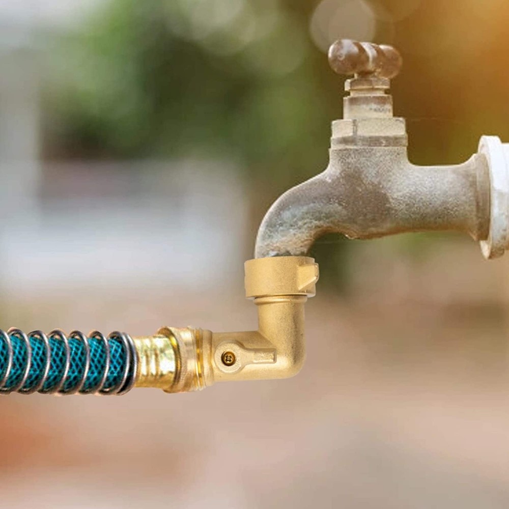 Tool 90 Degree Garden Hose Adapter with Shut Off Valves 3/4" Solid Brass...