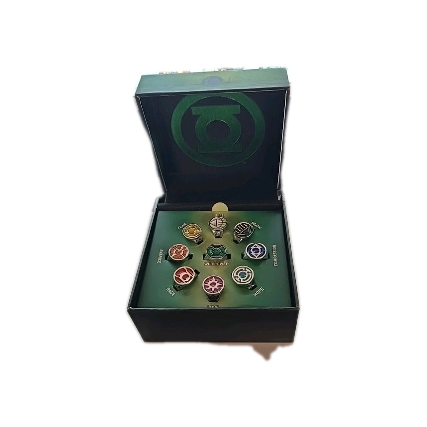 Green Lantern All Lanterns Corps Adjustable 9 Ring Set DC Comics w Gift Box