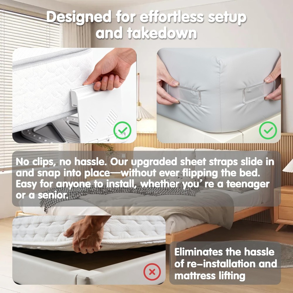 Bed Holders - 4-Pack Strong Grip Straps, Keep Sheets in Place on Mattress, De...
