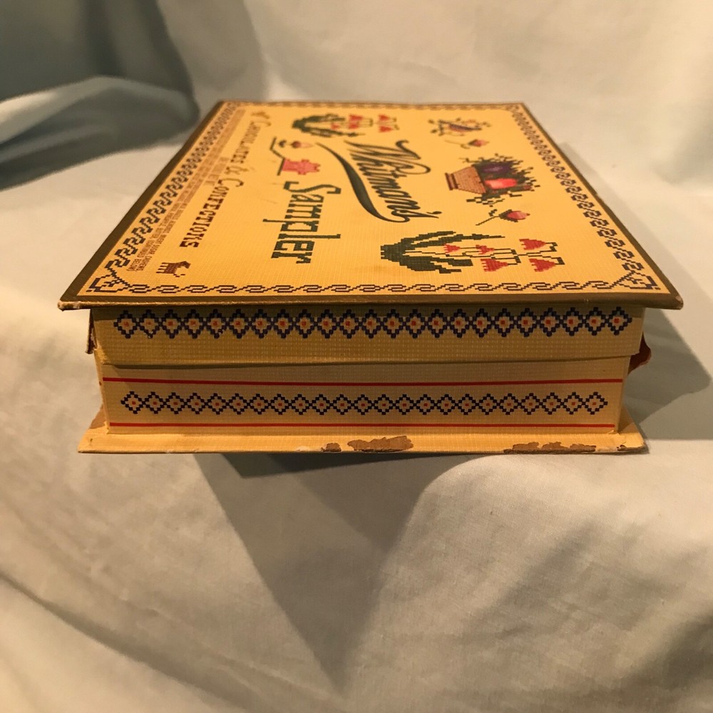Whitman's Chocolates & Confections Cross Stitch Sampler Empty Hinged Box $11.99