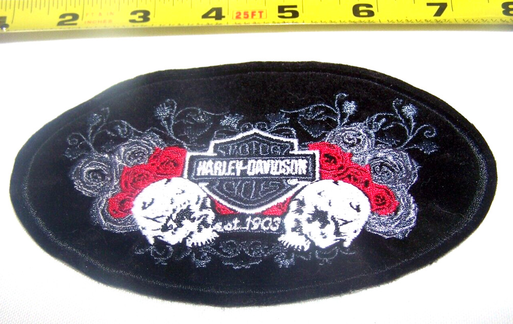 Harley Davidson Skull Roses Black Red White Medium Back Vest Patch