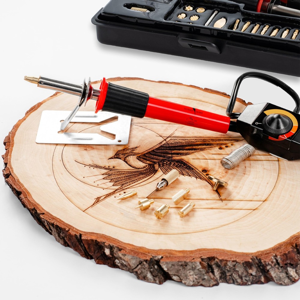 22 PCS Wood Burning Kit Adjustable Temperature Pen 18 Tips Accessories Set