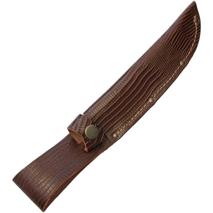 Belt Sheath Genuine Leather For Fixed-Blade Knife Lizard Pattern Fits 6" Blade