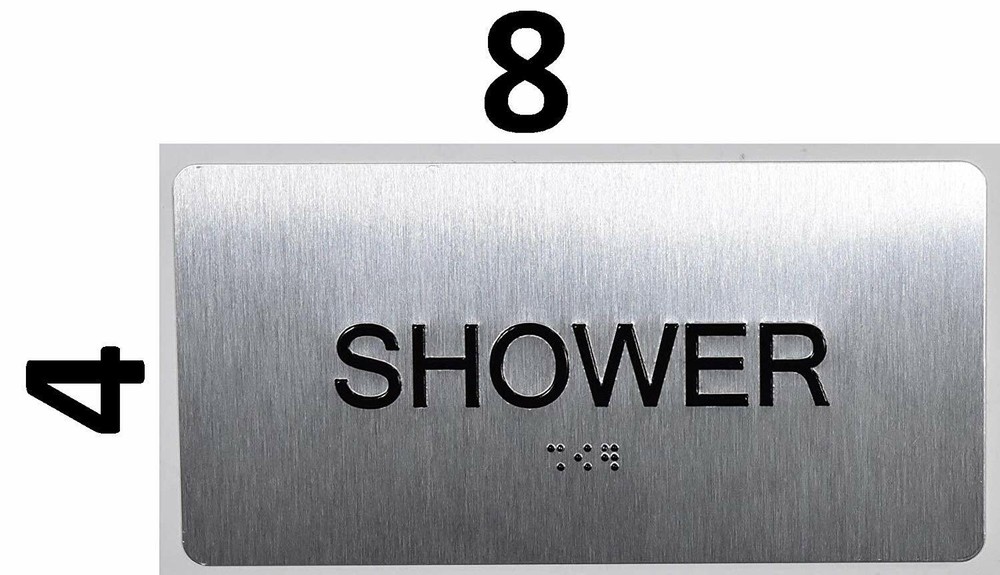 Shower Sign Silver-Tactile Touch... (Brush Silver,4x8)-REF24-1027