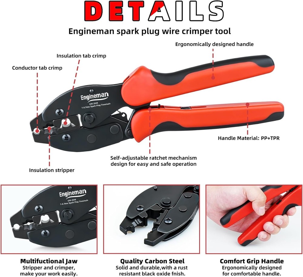 Spark Plug Terminal Crimper Tool Kit Ratchet