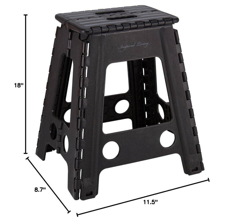 Inspired Living 18" Step Stool, Folding Step Stools for Adults, Plastic Folda...