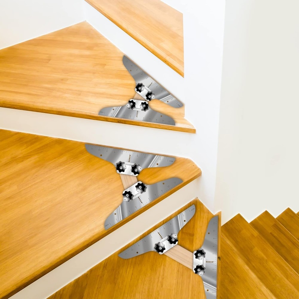 Precision Adjustable Stair Tread Template Tool Set with Level & Measurements