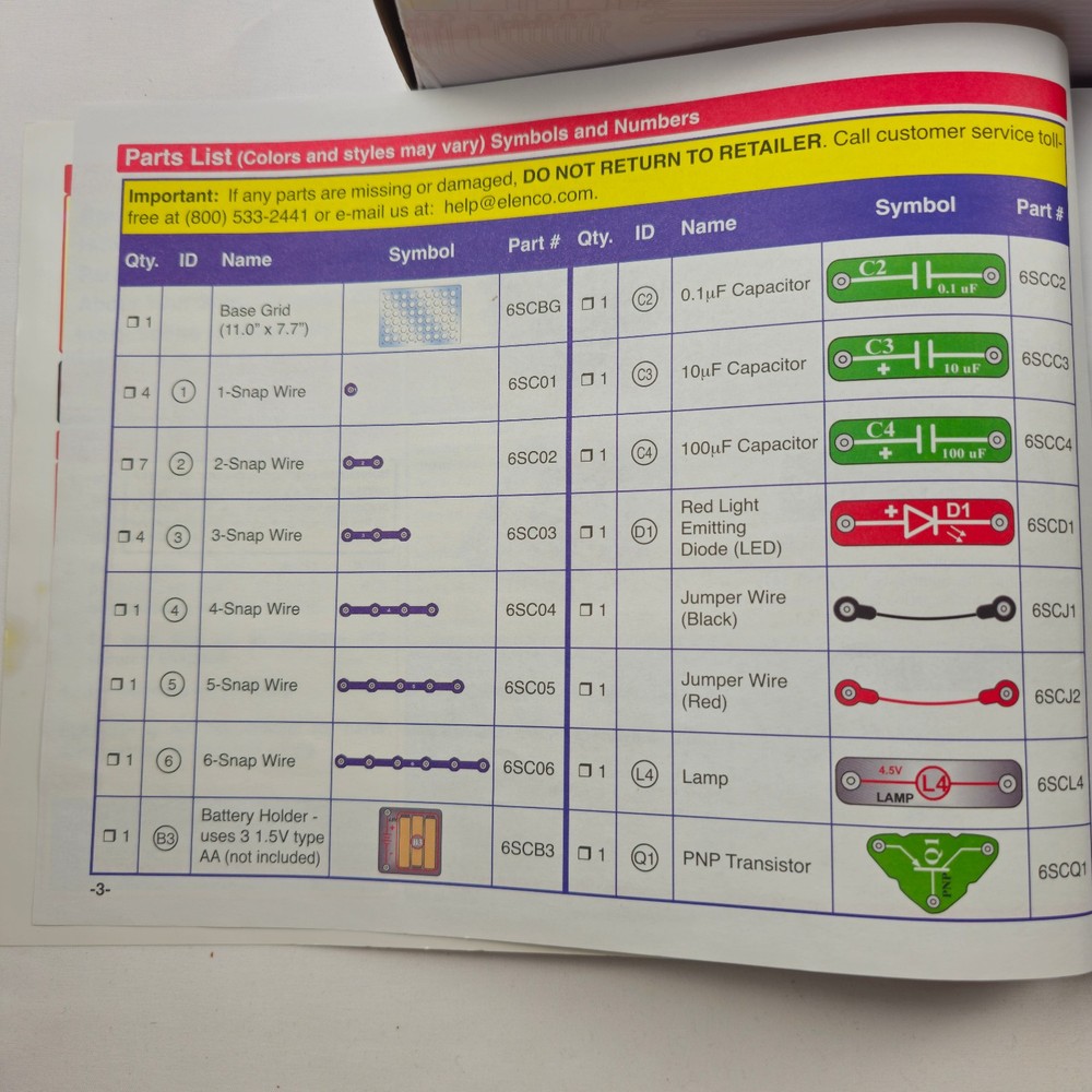 Snap Circuits 203 Elenco Jr. Electronics Kit 200+ Projects Complete w/ Manual