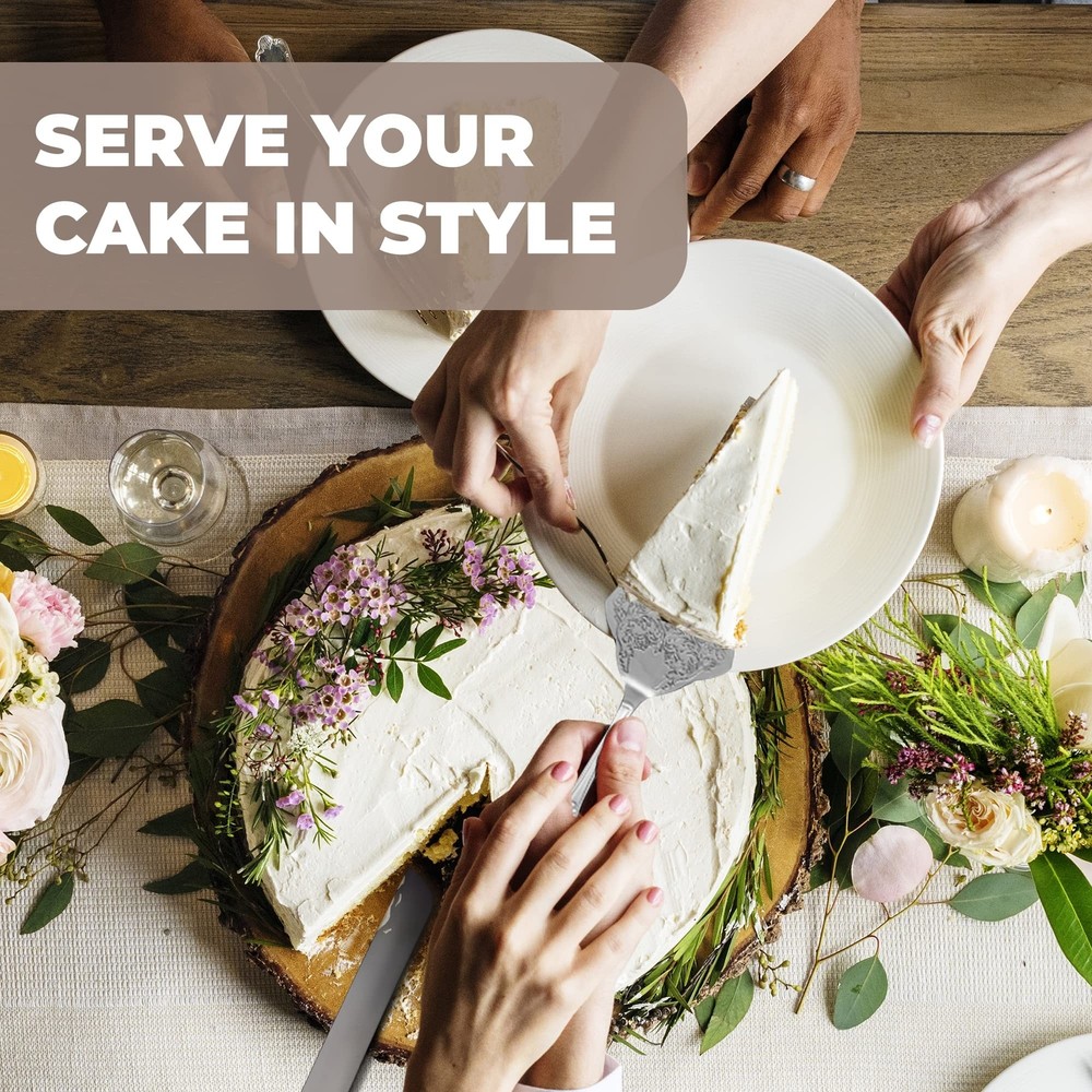 Orblue Wedding Cake Knife and Server Set - Premium, Beautifully Engraved Cutt...