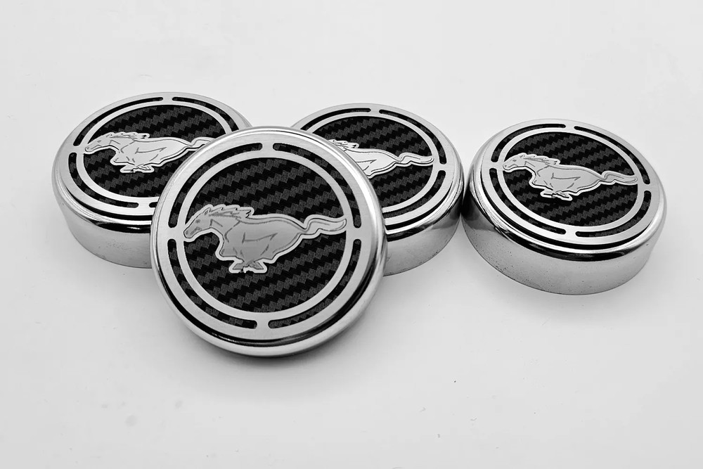 2015-2025 MUSTANG - FLUID CAP COVER AUTOMATIC TRANSMISSIONS ONLY, PONY LOGO 4PC
