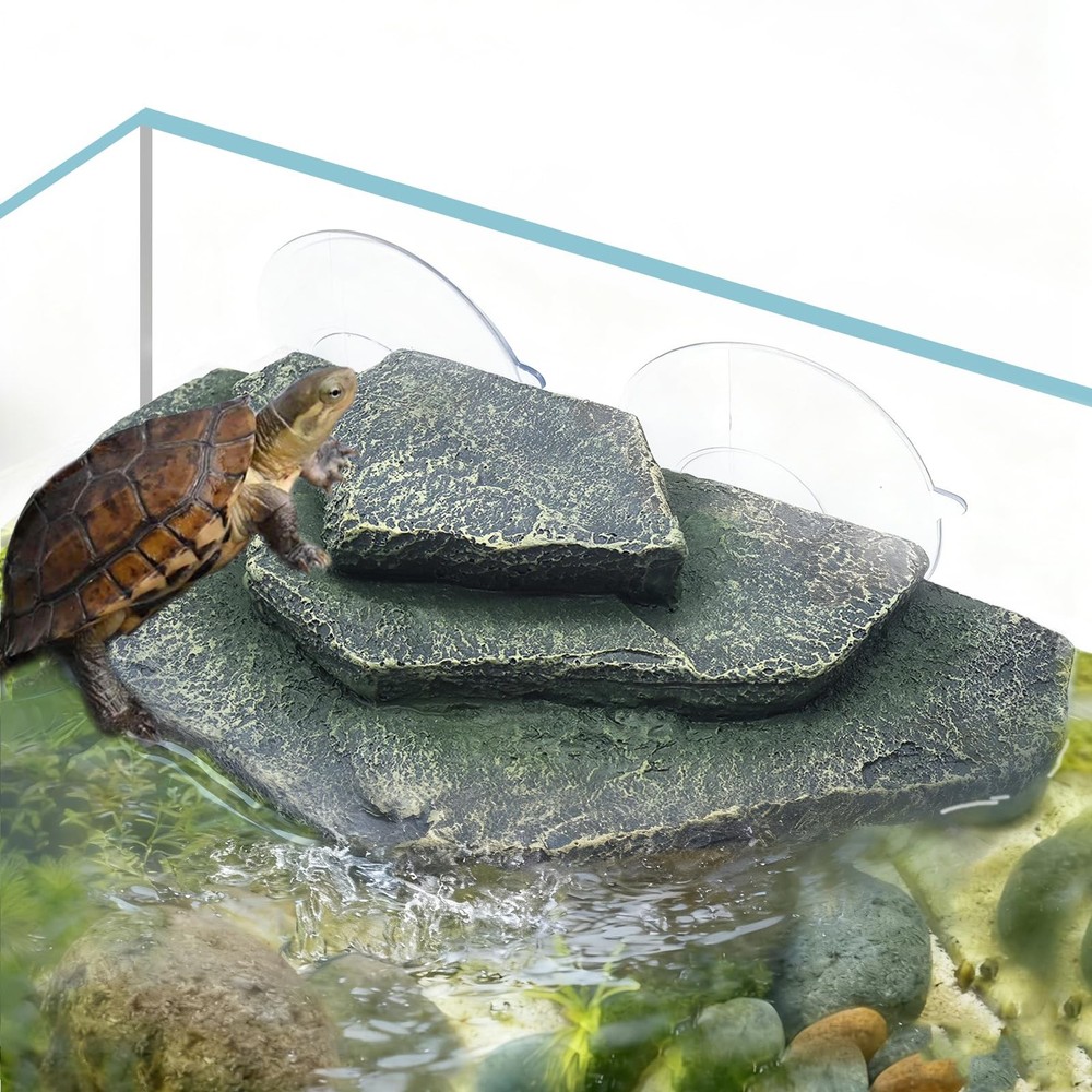 Green Tortoise Basking Platform Floating Resting Terrace With Suction Cup