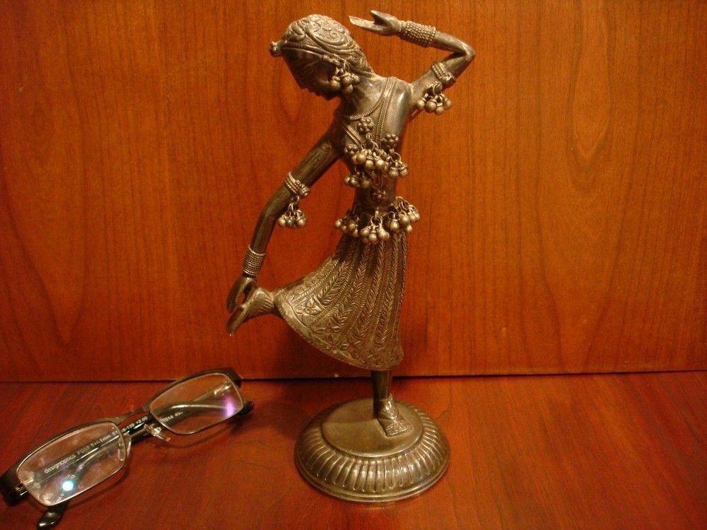 Antique Circa 1900 Engraved Sterling Silver Dancing Dangle Figure Dancer 9.5”