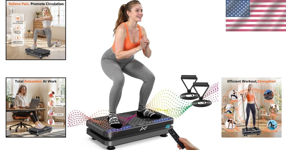 High-Performance Vibration Exercise Platform with Resistance Bands & LED Display
