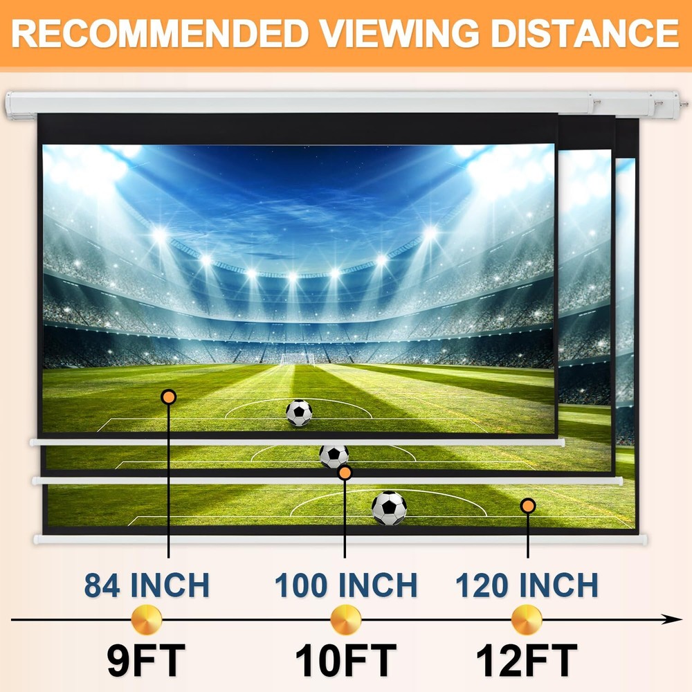 120Inch Motorized Projection Screen 43 4K 3D HD Electric Projector Screen