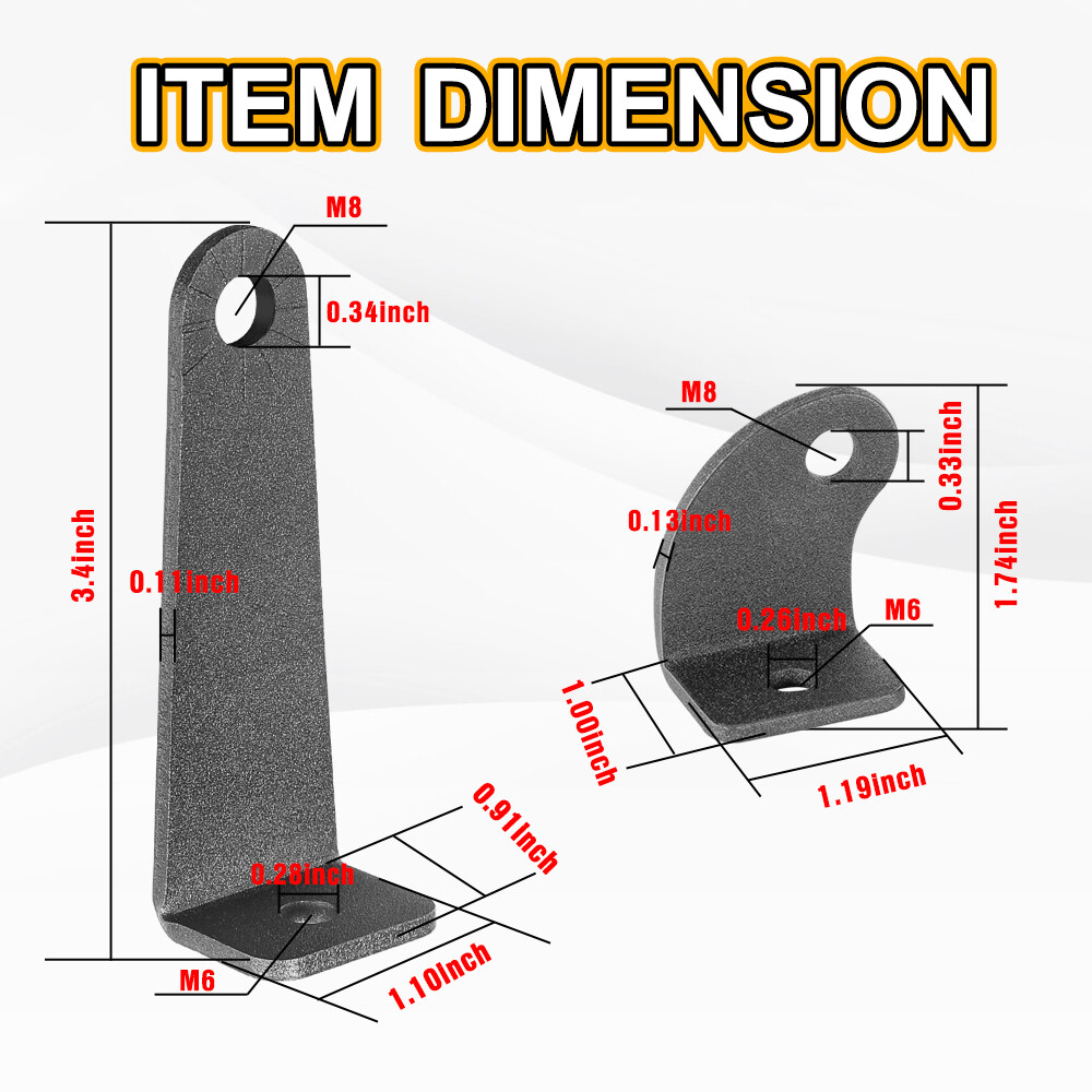 2Pack Universal Side Mounting Brackets For Straight or Curved LED Work Light Bar