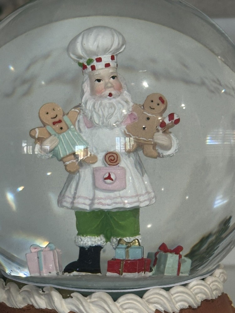 Santa Baker Gingerbread Men Musical Snow Globe