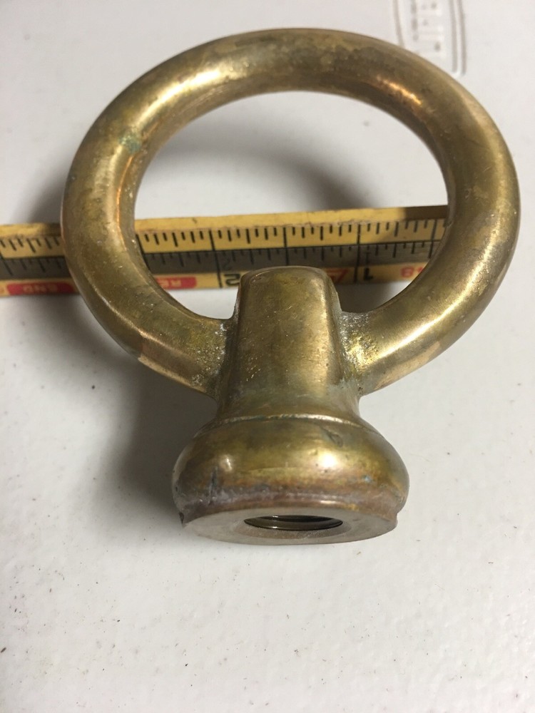 LARGE 1/4 IPS ( 1/2 ) Threaded Heavy Solid Brass Loop 3 INCH DIAMETER