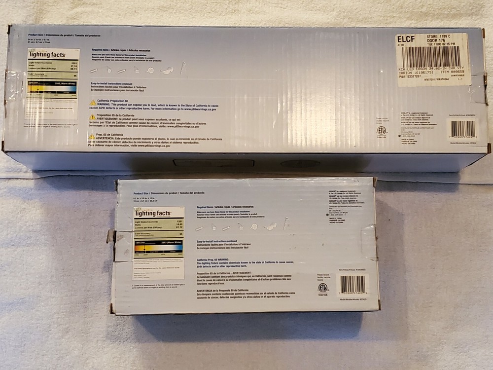 Kichler 0809659 Horizontal 24" LED Vanity & 0809660 Vertical 12" LED Light NIB