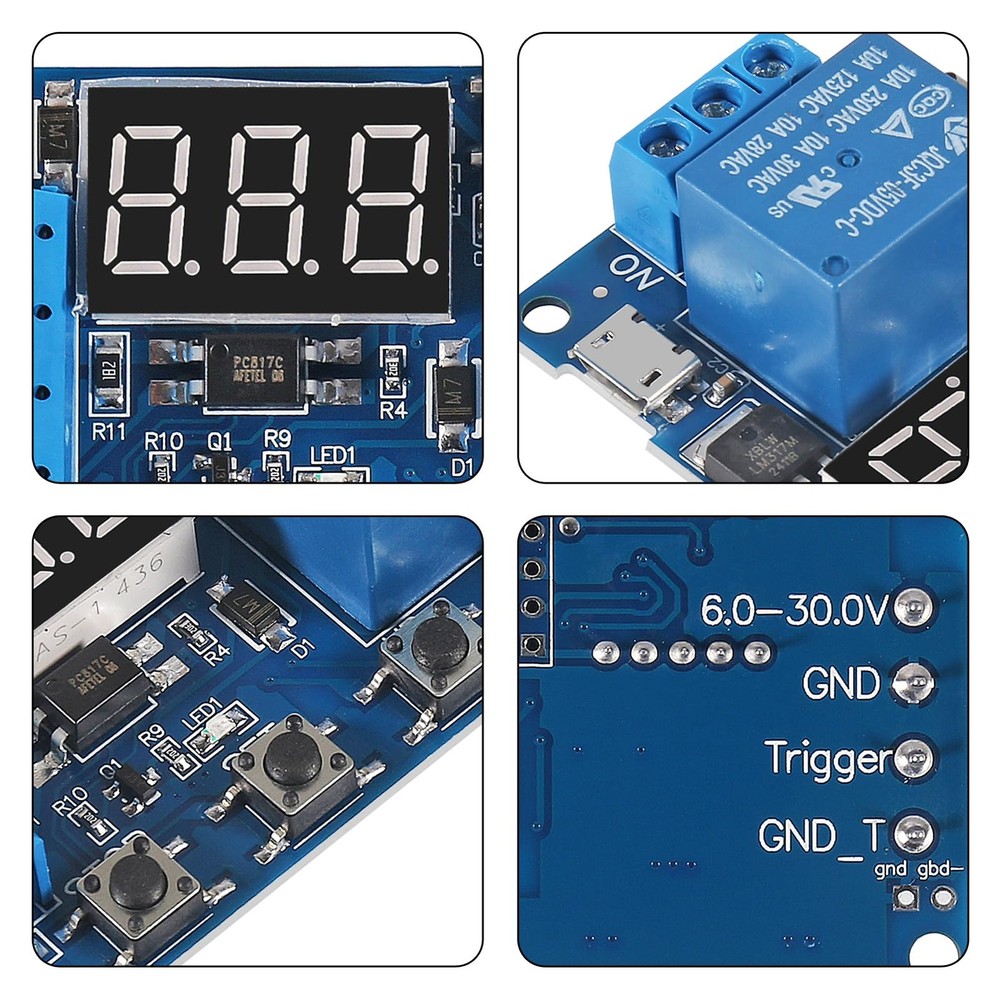 JUZITAO 6pcs DC 6-30V Timer Relay Programmable Delay Module Cycle Blue