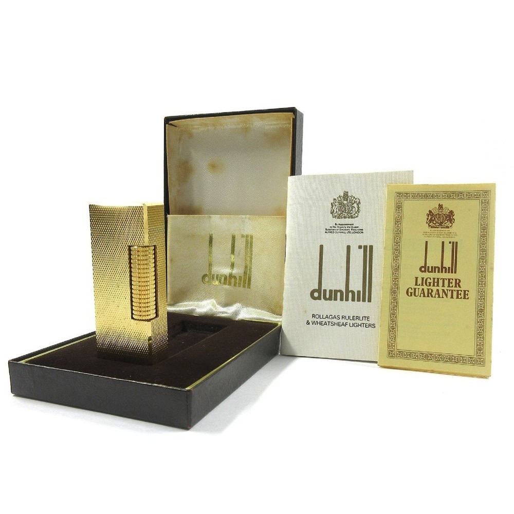 Dunhill RL1201 Vintage Wave Pattern Gold Plated Lighter Box G