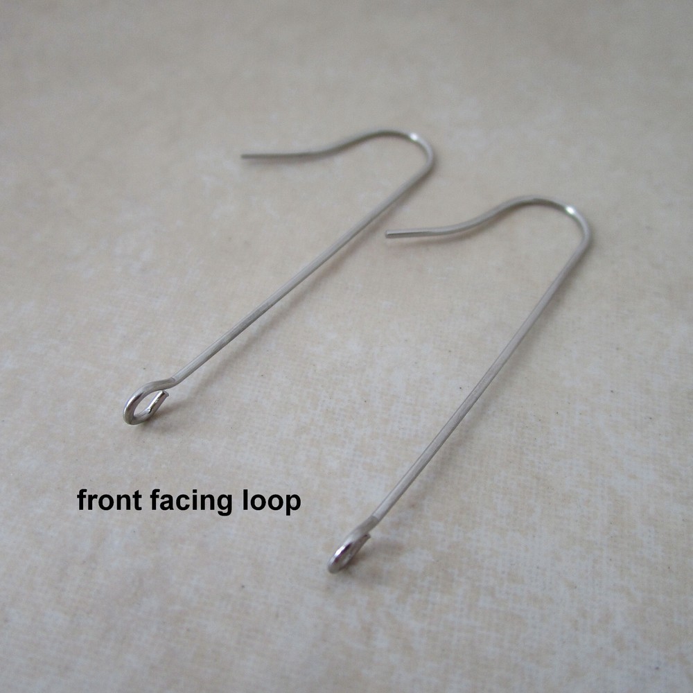 24 surgical stainless steel earring hooks 40mm perpendicular front facing loop