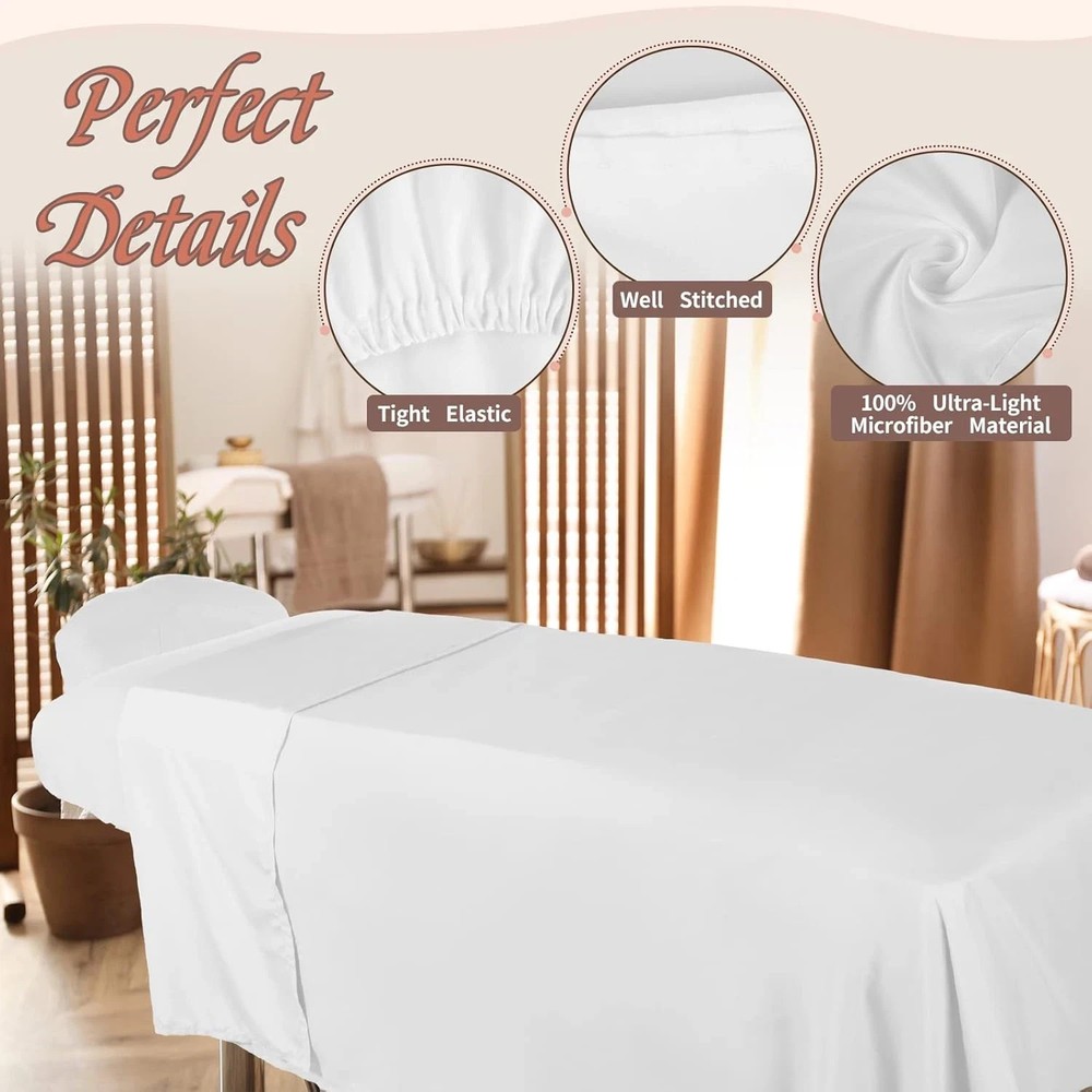 8 Sets Soft Microfiber Massage Table Sheets Set 3 Piece Set Includes Massage Tab