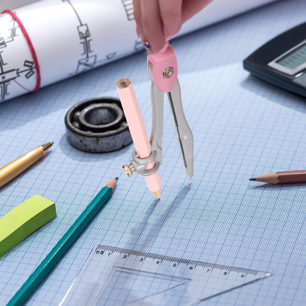 Compass Geometry Tool Protractor and Compass Set with Metal Box Drawing Compa...