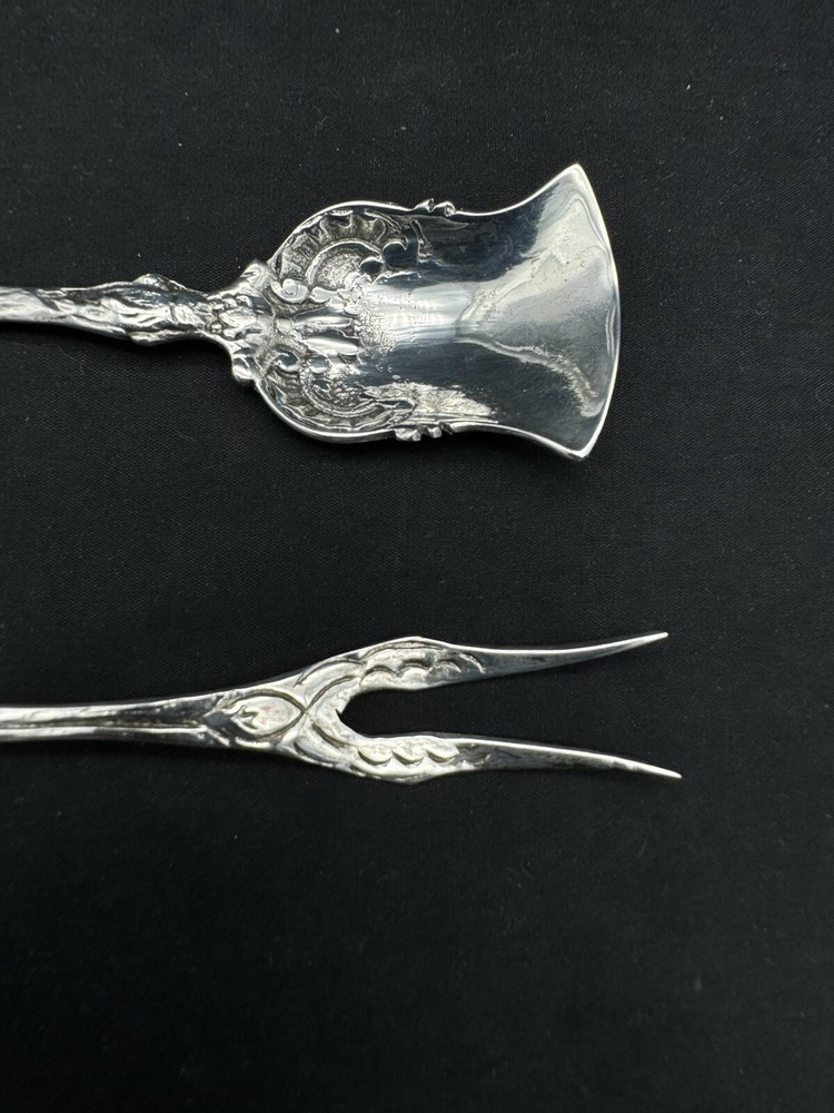 Vintage 800 Silver Rose Handle Spoon and Fork, 27 grams