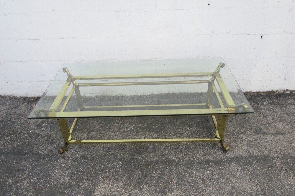 Hollywood Regency Brass Finish Rectangle Coffee Table 5763