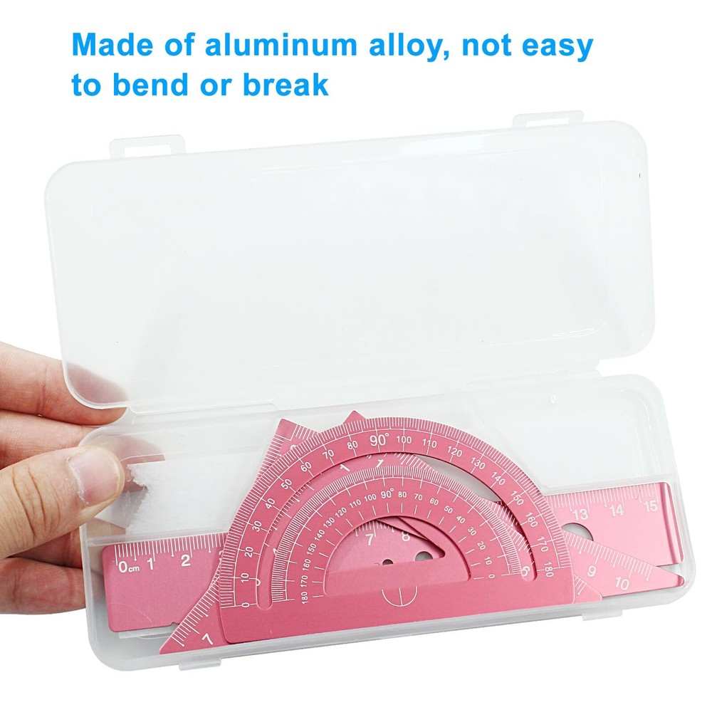 4 Pcs Triangular Scale Ruler Set Aluminum Alloy Triangular Ruler Set Metal Dr...