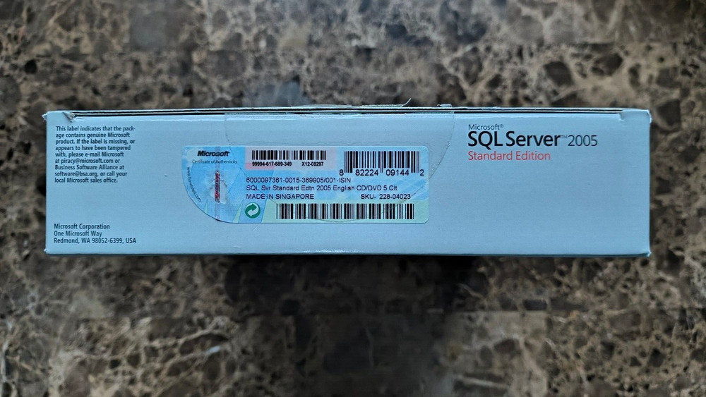 Microsoft SQL Server 2005 Standard RETAIL Box 5 CAL