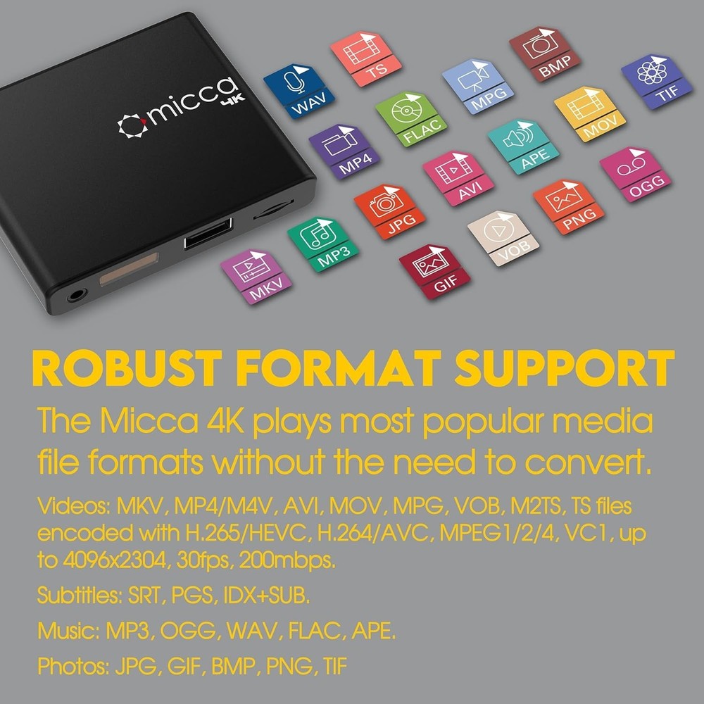 Compact 4K Digital Media Player - USB MicroSD