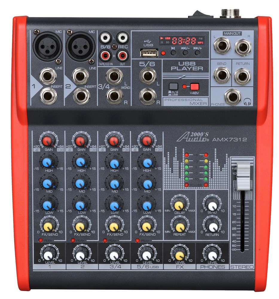 Audio2000s AMX7312 6-Ch.Audio Mixer with USB and DSP Processor -MR