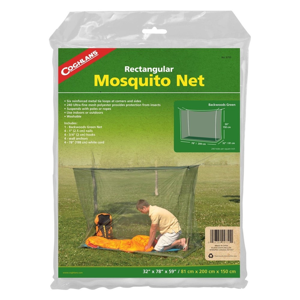 Coghlan's Rectangular Net, Green, Mesh Netting Protects from Bugs