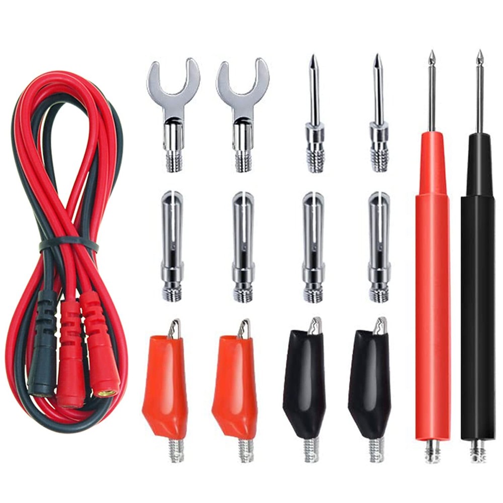 16-in-1 Multimeter Test Leads Kit, Replaceable Silicone Jumper Wires with Electr