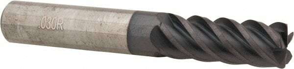 Accupro 3/8" Diam 5 Flute Single End Solid Carbide 0.03" Corner Radius End Mi...