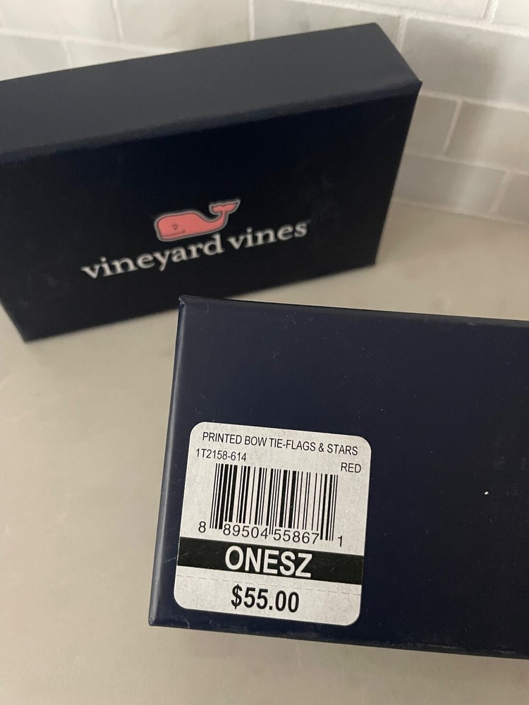 NWT Vineyard Vines Flags & Stars Red Adjustable Bow Tie One Size