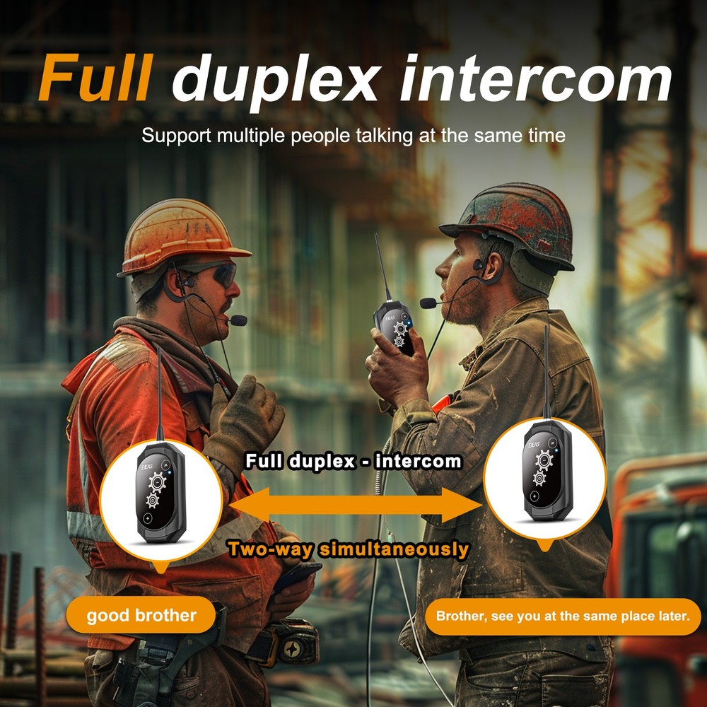 Full Deplux Mesh Digital Industrial Bluetooth Intercom Headset for 2 Users