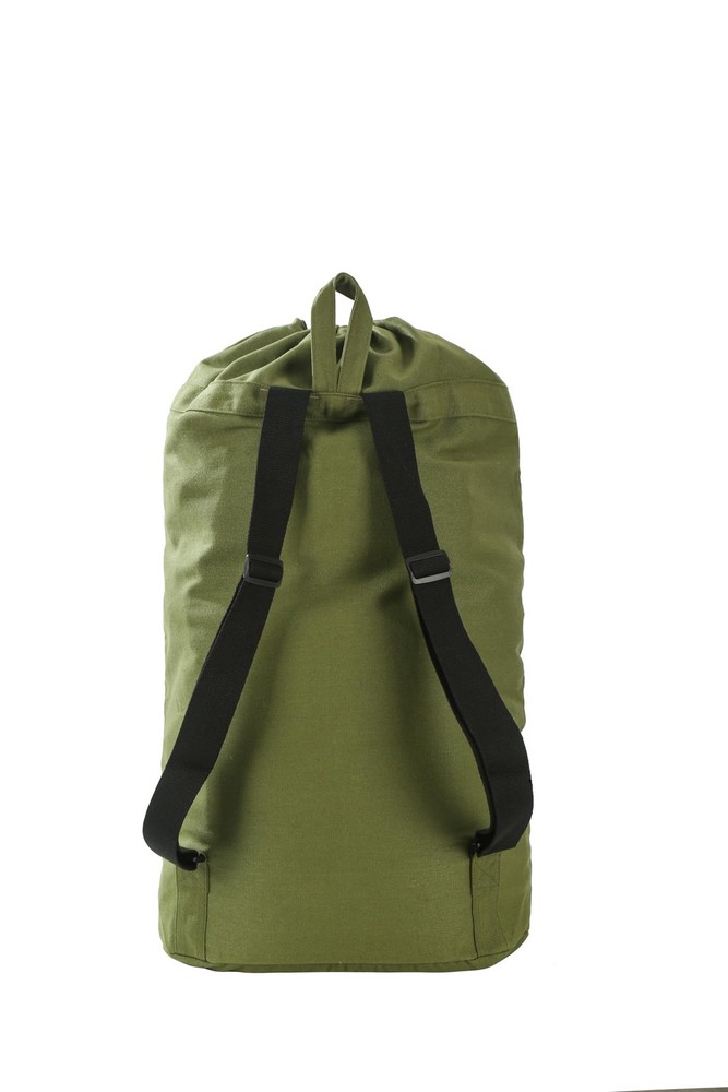 Washable Canvas Laundry Backpack with Large Front Pocket and Drawstring Closure