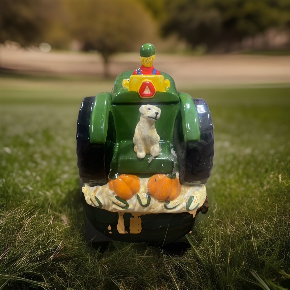 John Deere Summers Harvest Ceramic Cookie Jar Tractor