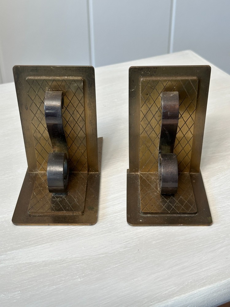 Vintage Bookends~Solid Brass Scroll~Antique~