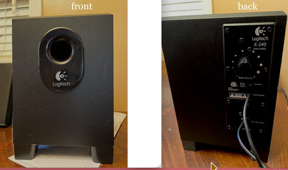 Logitech X-240 Computer Speaker System and Sub Woofer With Installation Guide