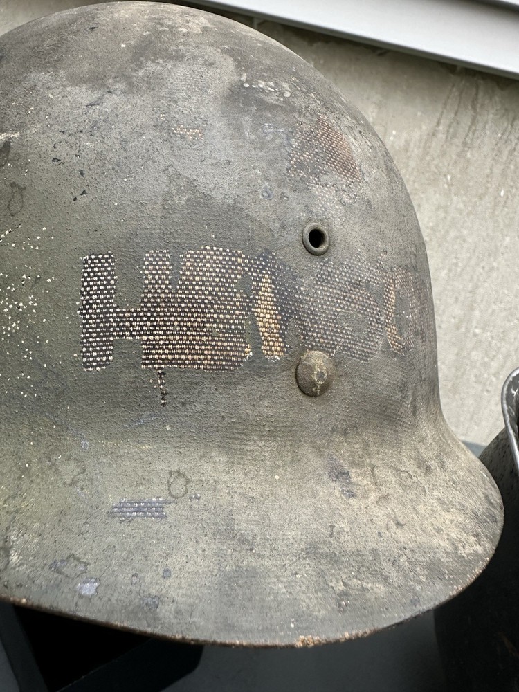 WW2 NAMED FIXED BALE HELMET MATCHED SET PAINTED INSIGNIA