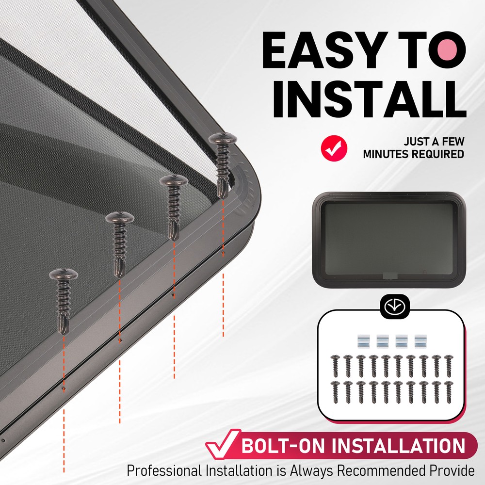 For Camper Push Out Emergency 36" W x 22" H RV Window Exit Window Tined Glass